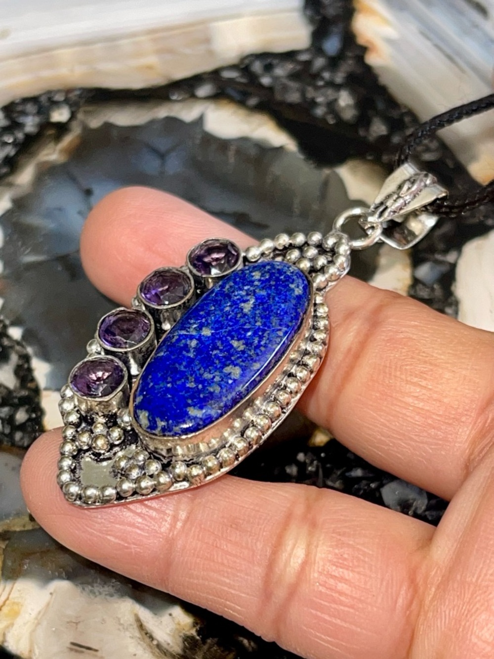 Lapiz Lazuli “The Protection Stone” Pendant 2 1/4” - Picture 7 of 14